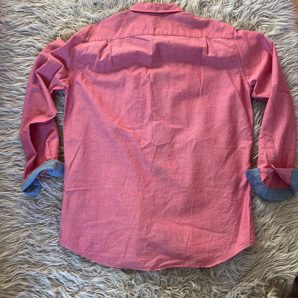 NWOT Nautica Oxford relaxed fit shirt with reverse collar & cuff in blue. Medium - Picture 3 of 4